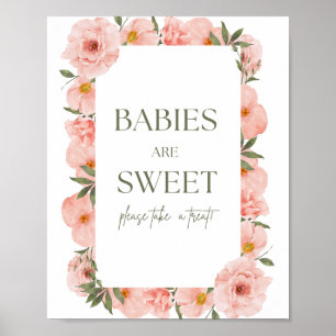Exquise Pêche Floral Bébés Sont Sweet Poster