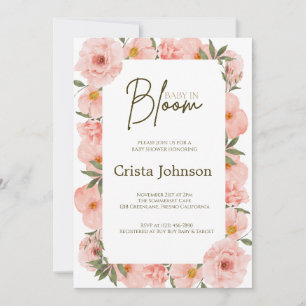 Exquise Pêche Florale Baby shower Invitation