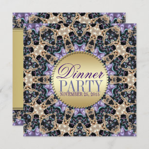 Exquise Purple Gold Dinner Invitations
