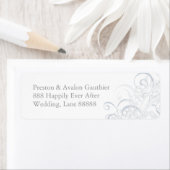 Exquise Silver Scroll White Mariage Étiquette de a (En situation)