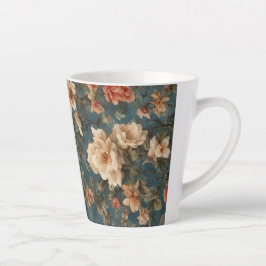  Exquise witte en weelderige koraalrode bloemen Latte Mok