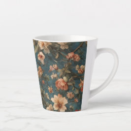  Exquise witte en weelderige koraalrode bloemen Latte Mok