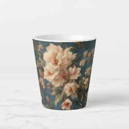  Exquise witte en weelderige koraalrode bloemen Latte Mok