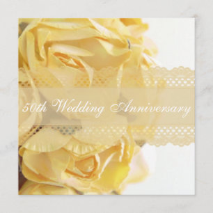 Exquise Yellow Roses Wedding Jubileum Party Kaart