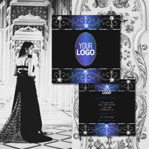 Exquise Zwart Blauw  Ornamenten met Logo Vierkante Visitekaartje