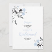 Exquisite Blue Floral Bunch Wedding Jr Bridesmaid Kaart (Voorkant)