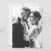 Exquisite Chic Minimalist Black Wedding Initials Bedankkaart (Achterkant)