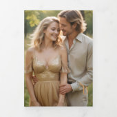 Exquisite Chic Minimalist Gold Wedding Initials Drieluik Uitnodiging (Cover)