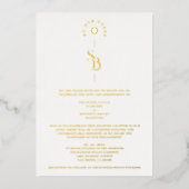 Exquisite Chic Minimalist Gold Wedding Initials Folie Uitnodiging (Voorkant)