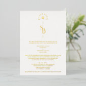 Exquisite Chic Minimalist Gold Wedding Initials Folie Uitnodiging (Staand Voorkant)