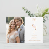 Exquisite Chic Minimalist Golden Wedding Initials Bedankkaart (Staand voorkant)