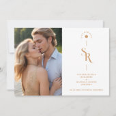 Exquisite Chic Minimalist Golden Wedding Initials  Save The Date (Voorkant)