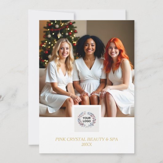 Exquisite Christmas Wreath Heart-Shape Floral Feestdagenkaart (Achterkant)