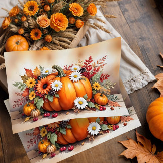 Exquisite Fall Pumpkins Wildflowers and Autumn Tissuepapier