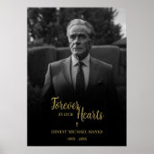 Exquisite Faux Golden Photo Funeral Service Poster (Devant)