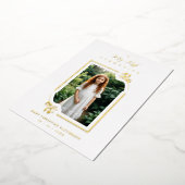 Exquisite Gold Botanical Frame First Communion Folie Uitnodiging (Gedraaid)