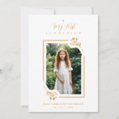 Exquisite Gold Botanical Frame First Communion Kaart (Voorkant)