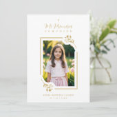 Exquisite Gold Floral Botanical Frame Communion Kaart (Staand voorkant)