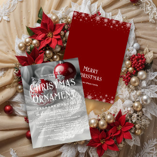 Exquisite Grey Shades & Red Christmas Ornament Kaart