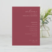 Exquisite Maroon Calligraphy Wedding Ceremony Programma (Staand voorkant)