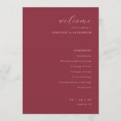 Exquisite Maroon Calligraphy Wedding Ceremony Programma (Voorkant)