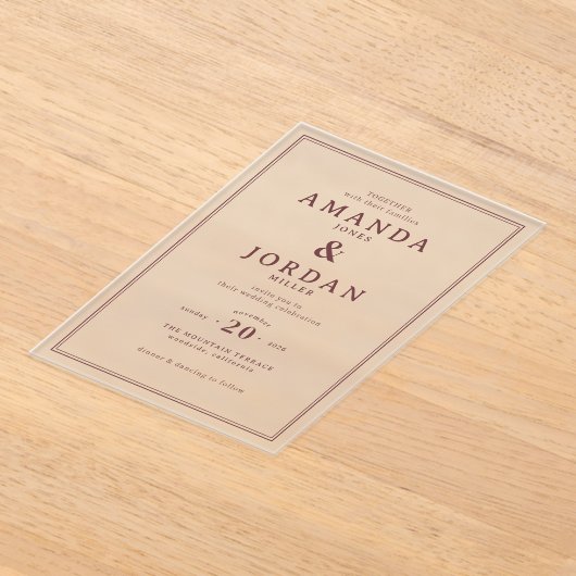 Exquisite Maroon Calligraphy Wedding Invitation (Poser)