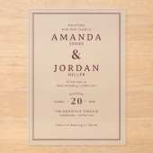 Exquisite Maroon Calligraphy Wedding Invitation (Recto)