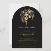 Exquisite Masquerade Masks Gold Effect Accents  Kaart (Voorkant)