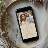 Exquisite Minimalist Wedding Botanical Monogram Kaart