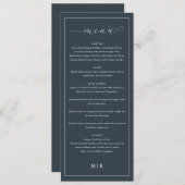 Exquisite Navy Calligraphy Menu (Voorkant / Achterkant)