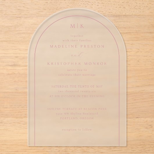 Exquisite Pink Calligraphy Invitation (Recto)