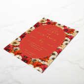Exquisite Red Floral Wedding Invitation Folie Uitnodiging (Gedraaid)