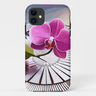 Exquisite roze orchidee Rests op zilver Bord iPhone 11 Hoesje