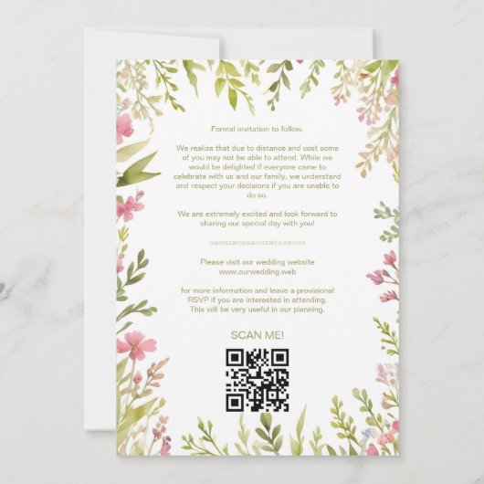 Exquisite Rustic Church Country Spring Frame Save The Date (Achterkant)