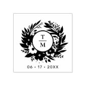 Exquisite Wedding Wildflowers Wreath Initials Rubberstempel (Afrduk)