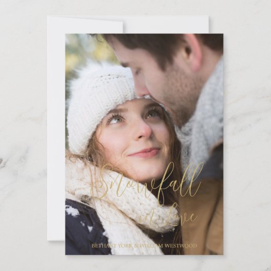 Exquisite Winter Wedding Christmas Photo Save The Date (Voorkant)