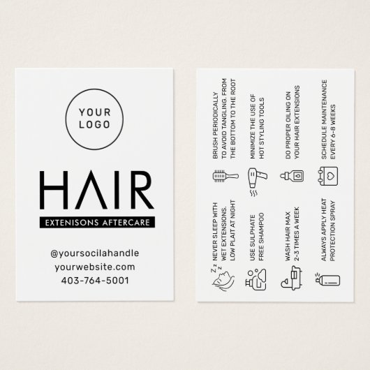 Extensions de cheveux modernes Carte de conseil po (Devant & derrière)