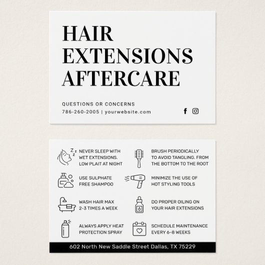 Extensions de cheveux modernes Carte de visite de  (Devant & derrière)
