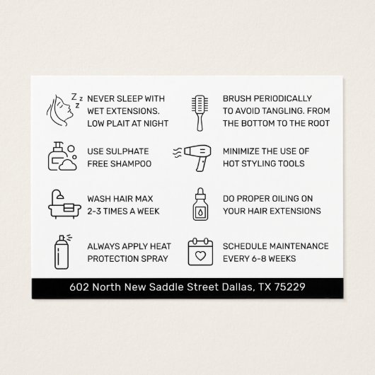 Extensions de cheveux modernes Carte de visite de  (Dos)