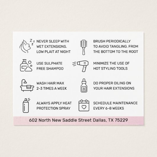 Extensions de cheveux modernes Carte de visite de  (Dos)