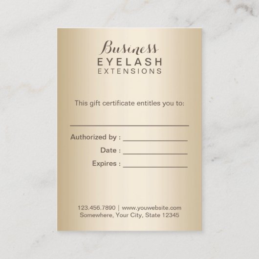 Extensions Eyelash Silver & Or Certificats cadeaux (Dos)