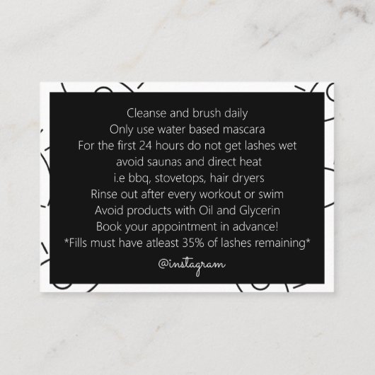 Extensions Lash Carte de suivi (Dos)