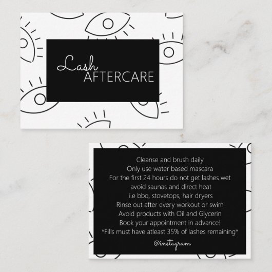 Extensions Lash Carte de suivi (Devant / Derrière)