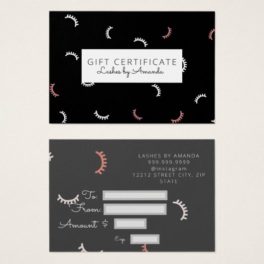 Extensions Lash de certificat cadeau (Devant & derrière)