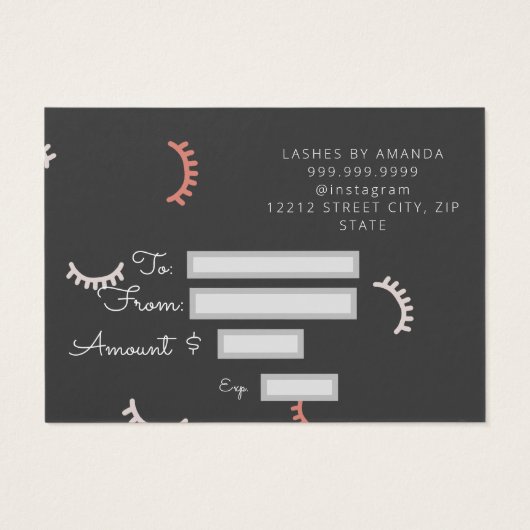 Extensions Lash de certificat cadeau (Dos)