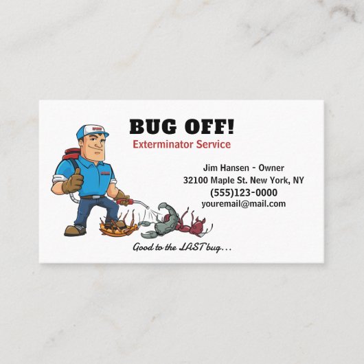 Exterminator Bug en Pest Control Service Visitekaartje (Voorkant)