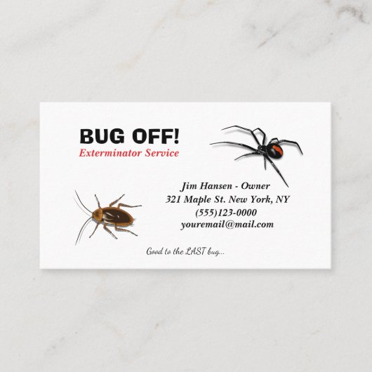 Exterminator Bug en Pest Control Service Visitekaartje (Voorkant)
