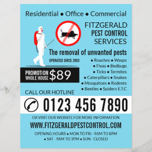 Exterminator ontwerp, ongediertebestrijding Advert Flyer