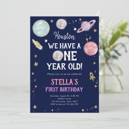 Externe Planètes spatiales Invitation d'anniversai (Debout devant)