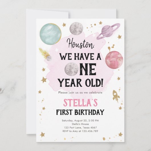 Externe Planètes spatiales Invitation d'anniversai (Devant)